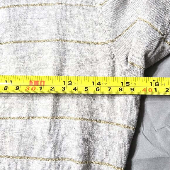 Halogen Size XSp Womens Gray With Gold Thread Lines Button Down Cardigan Shirt - Picture 6 of 7